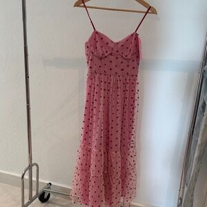 BNWT Betsey Johnson Pink Dress with Red Heart Accents